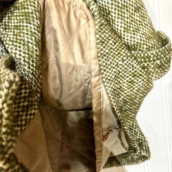 Vintage Davis Of Boston Lazarous Pea Coat Women Green Woven Double Breasted - Picture 4 of 5